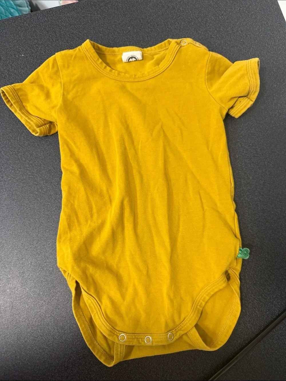 Kids Short-Sleeve One-Piece in Mustard Yellow